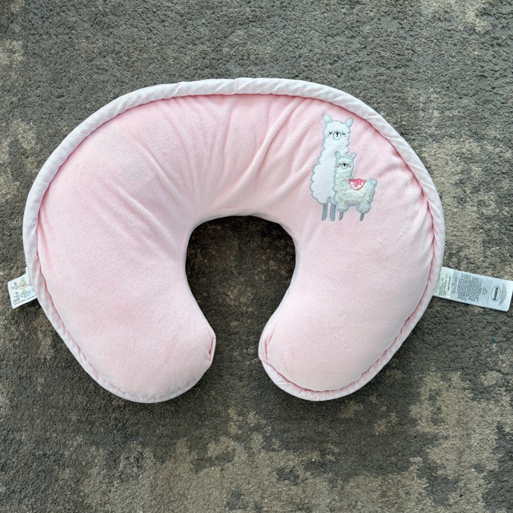 Boppy Pink Baby Pillow with Llama Design